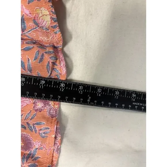 Billabong Dress Long Sleeve V-Neck Womens Size Small Peach Floral Mini Beach - Picture 4 of 6